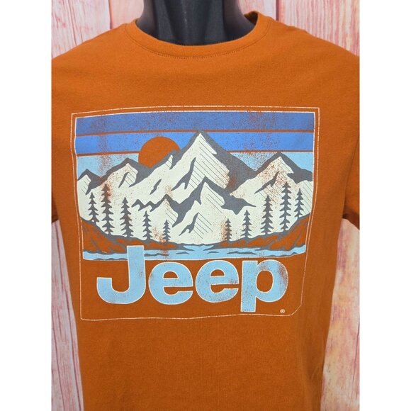 Jeep Graphic Mountain T-Shirt Small Rust Orange Cotton/Polyester - Picture 3 of 6